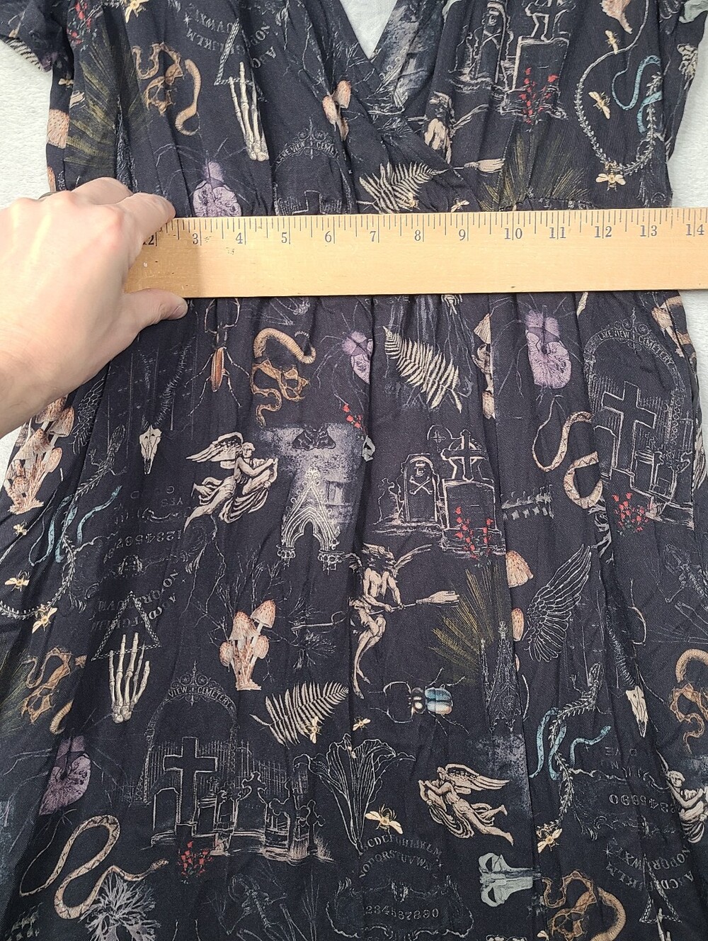 Disturbia Mushroom Graveyard Snakes Dress Size US 6 Black Gothic Whimsical - Picture 5 of 13